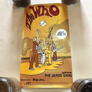 MINT/NM The Who & The James Gang 1970 Spectrum Poster 2nd Print 13" x 24"